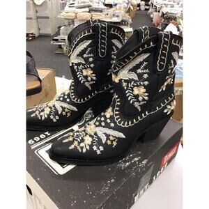 Womens Dingo cowboy boots primrose black size 9.5 embroidered design new jcp